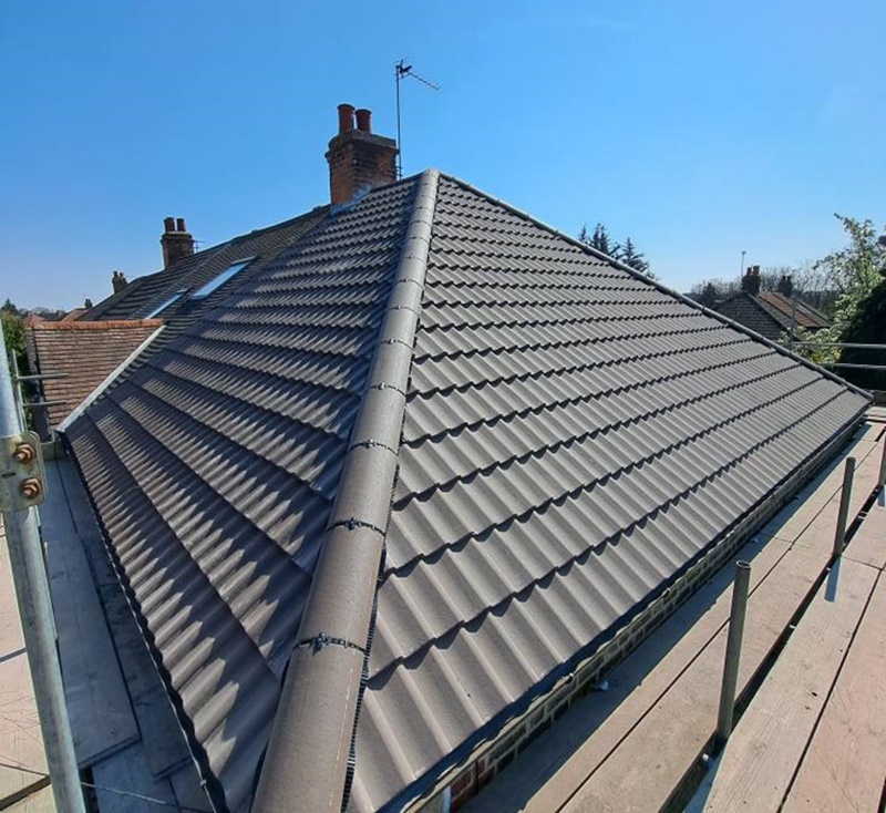 New roof installed with interrlocking tiles